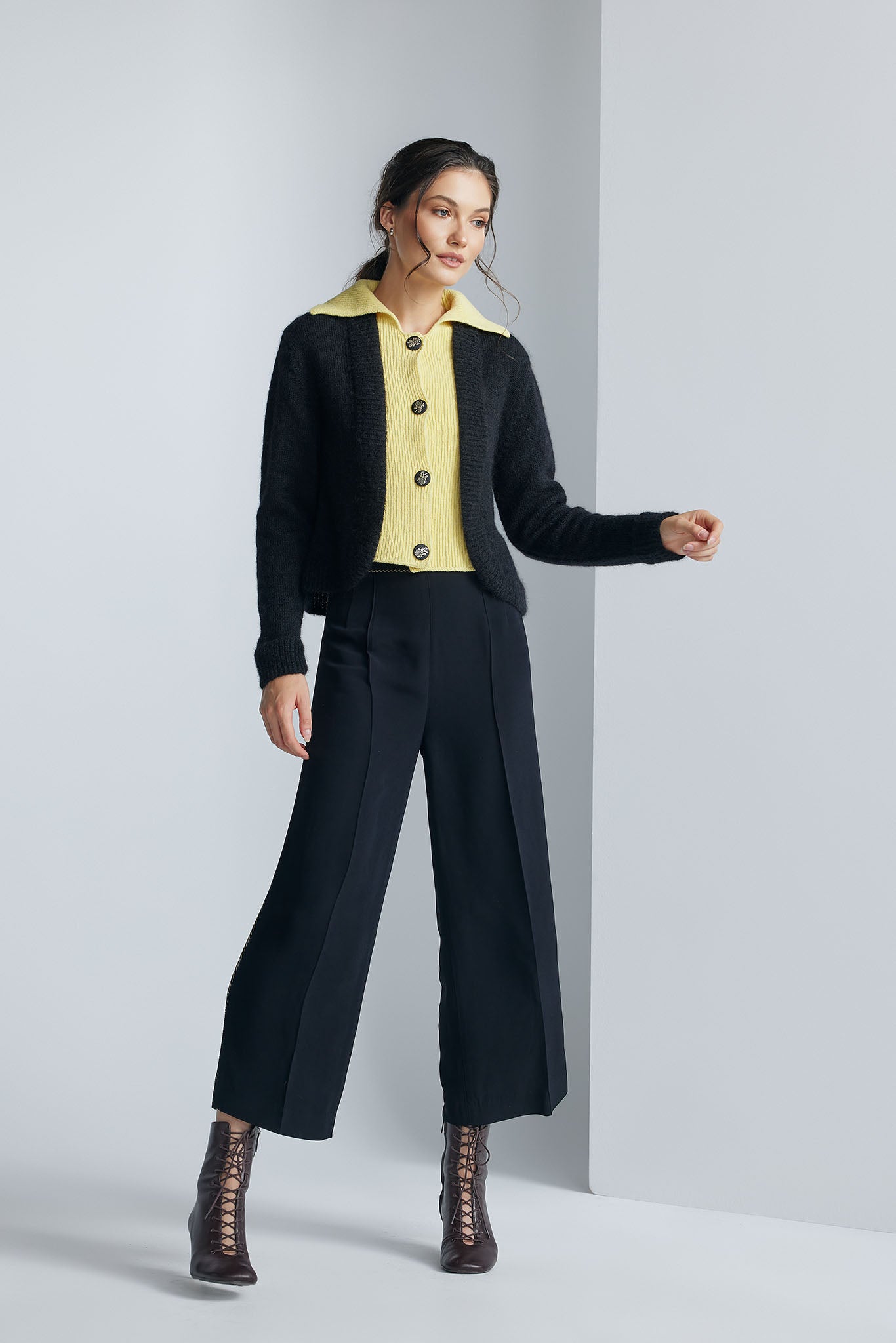 Cardigan Clara Negru/Galben