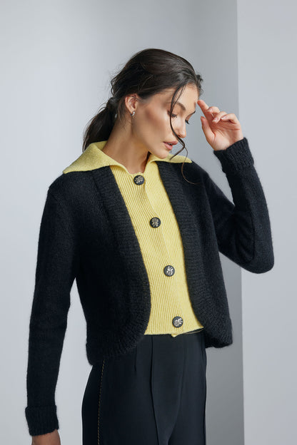Cardigan Clara Negru/Galben