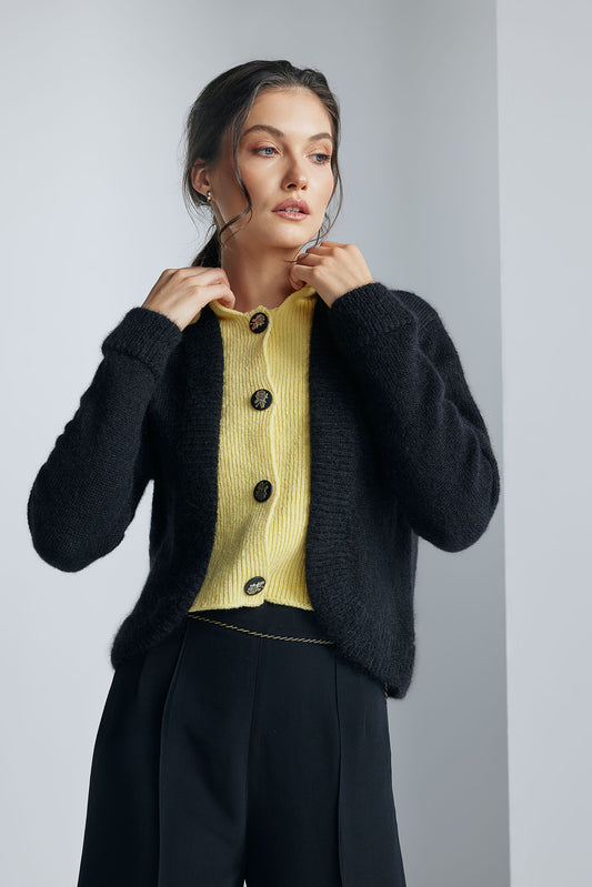 Cardigan Clara Negru/Galben